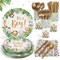 175Pcs Safari Baby Shower Decorations & Plates Set - Serves 25 Guests